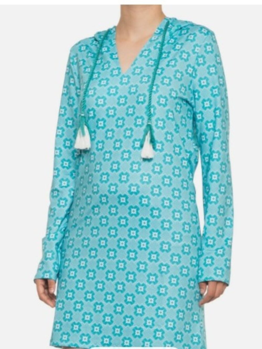 NWT CABANA LIFE UPF 50+ Aqua Hooded Beach Coverup Sun Protection Large